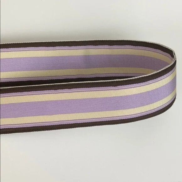 Rare J.Crew S / M Vintage Belt Bamboo Buckle Striped Lavender Brown Ivory - Picture 10 of 11
